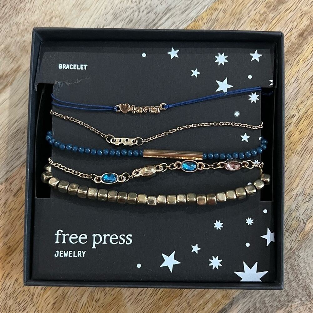 Free Press Bracelet Box Set of 5 BFF Bracelets, NIB
